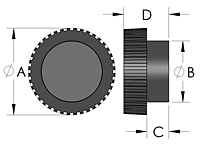 K1 Knurled Knob Line Drawing